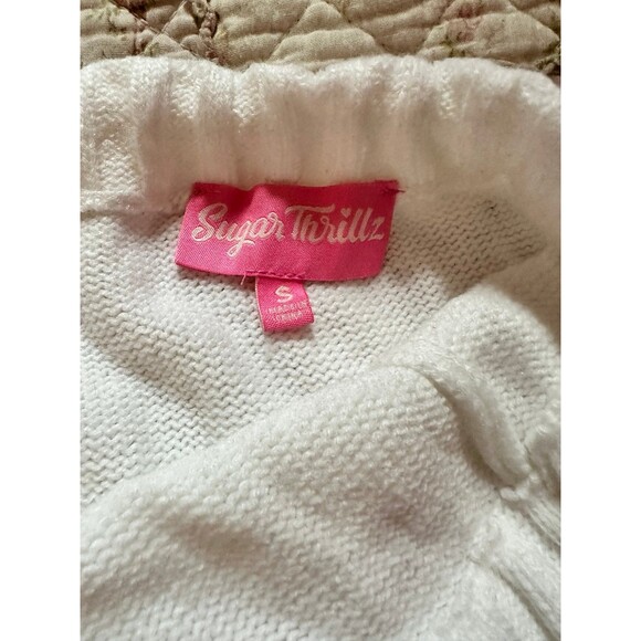 sugar thrillz knit mini skirt with pom poms - Picture 3 of 3